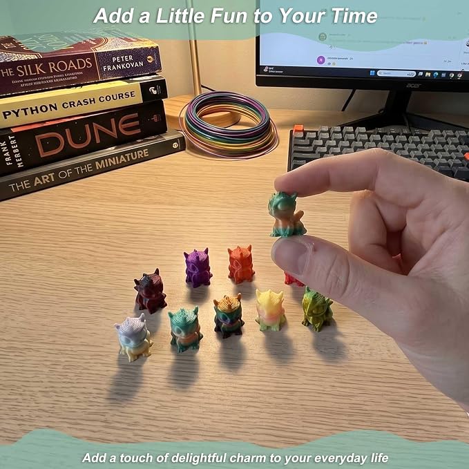 3D Printed Mini Flying Dragons 100 Pack, Color-Shifting Gradient Miniature Dragon Figurines to Hide, Tiny Animals Small Little Dragons for Fairy Garden, Micro Landscape & DIY Décor