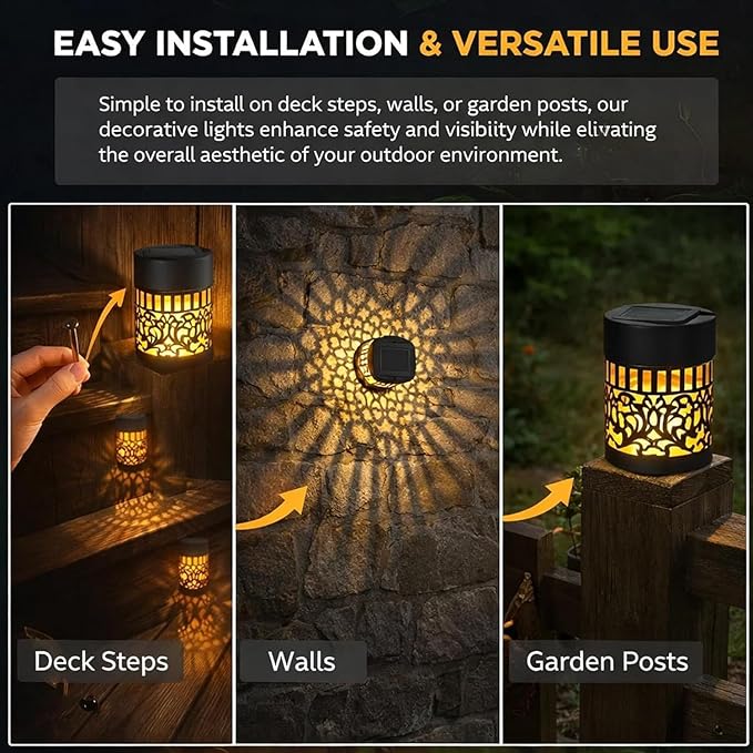 Decorative Solar Mandala Lights, 2026 New Mandala Solar Lights Outdoor, Mandala Theme Waterproof Fence Light, Shadow Projection Landscape Lighting for Backyard,Patio,Walkway,Lawn,Porch Decor (#C,2)