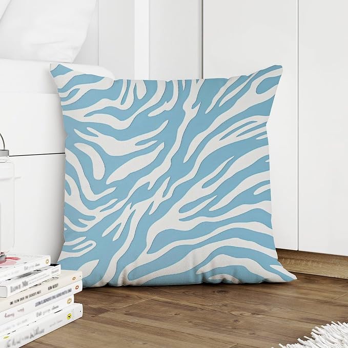 Blue Tiger Print Cushion Cases Animal Tiger Print Throw Pillow Cover Farmhouse Farmhouse Decor Pillow for Patio Furniture Garden 18x18 in