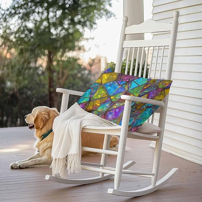 Abstract Geometric Outdoor Waterproof Pillow Covers Set of 2, Rainbow Gradient Crystal Color Blocks Modern Pillowcase Decorative Throw Cushion Cases for Patio Garden Couch 20 x 12 Inches