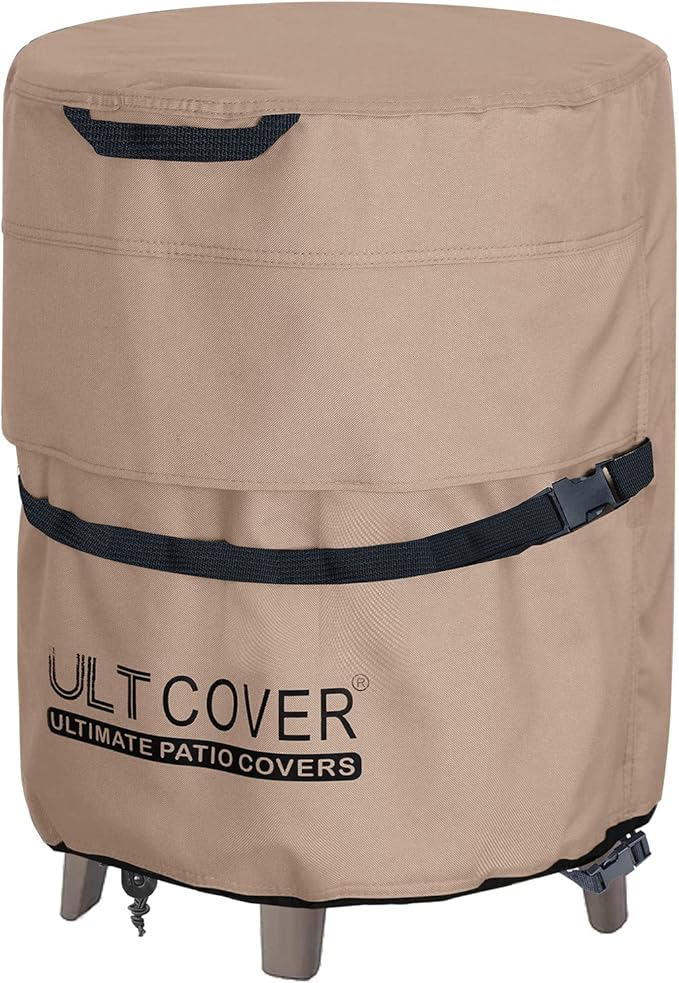 ULTCOVER Waterproof Patio Cool Bar Table Cover 17.5”(D) for Outdoor Party Cooler Side Table Brown