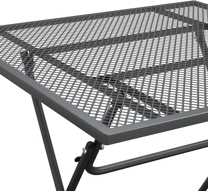 5 Piece Patio Dining Set Expanded Metal Mesh Anthracite | E-Coating Weather-Proof, 7 Position Adjustable Backrest, Foldable Design for Space Saving