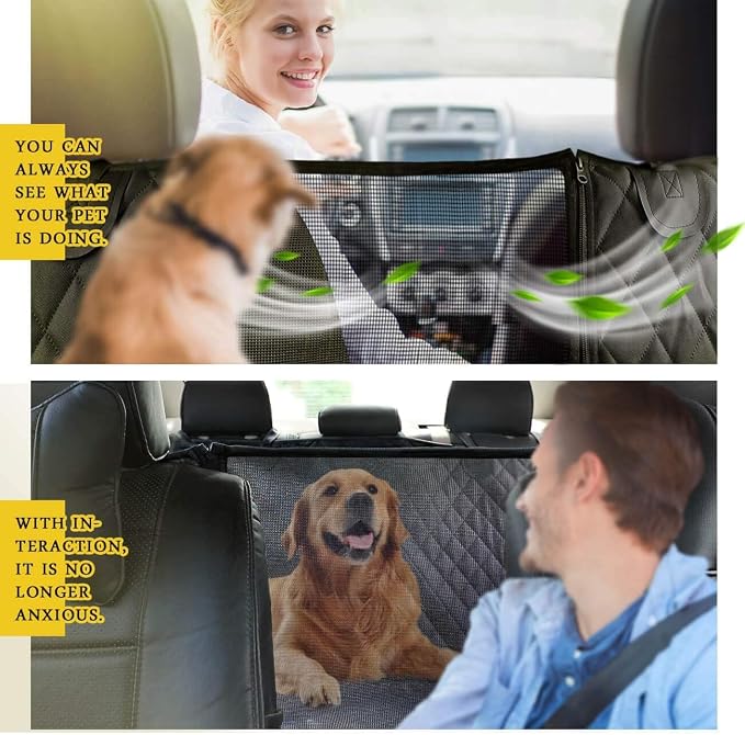 Dog Car Seat Cover for Lexus RX(6seats) 2020 2021 2022 2023, Foldable Back Seat Extender, Hair-Resistant, Anti-Scratch, Travel Hammock Bed with Mesh Window Storage Accessories,Black