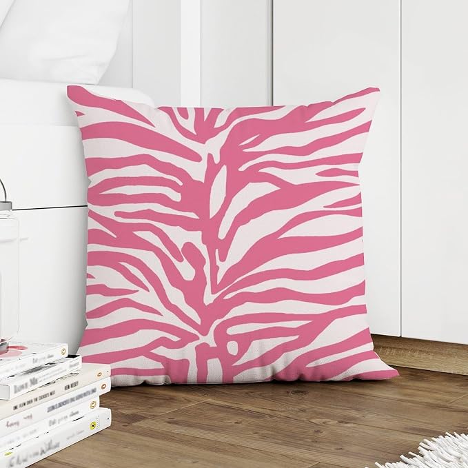 Tiger Print Pink Light Pink Pillowcase Animal Tiger Print Throw Pillow Cover Rustic Outdoor Waterproof Decorative Pillow Cover for Patio Couch Tent Sofa 16x16 in