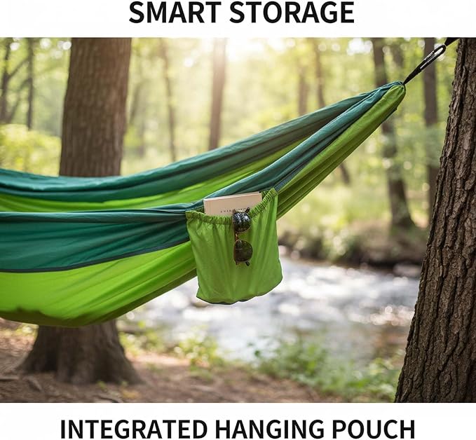 Outdoor Hammock, Double Camping Hammock with Tree Straps and Carabiners, Portable Hammock for Backpacking Beach Patio Garden Yard Camping Accessories