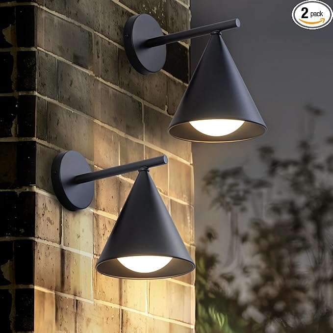 Outdoor Wall Sconces Set of 2, Dark Sky Modern LED Porch Wall Lights, 13W 3000K Exterior Lighting Fixtures Wall Mount for House, Farmhouse, Patio