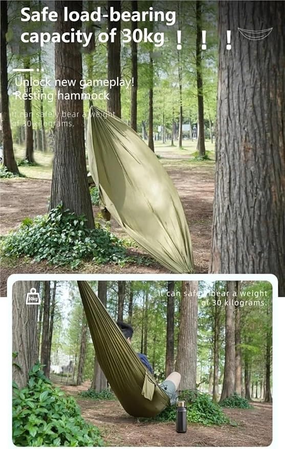Camping Hammock， Portable Camping Travel Gear Hammock 30kg Load Capacity(Red)