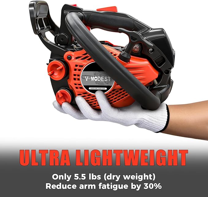 Top Handle Chainsaw, Gas Chainsaw 12 inch, 25cc 2-Stroke Climbing Saw, Gas Powered Small Chain Saw Lightweight 5.5 lbs for Tree Work, Wood Cutting & Pruning, Easy Control