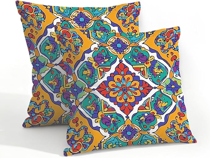 20x20 Inch Outdoor Pillow Covers Set of 2 Waterproof Throw Pillow Covers Decorative Couch Cushion Covers Mexican Floral Square Pillowcases Protectors for Patio Garden Sofa
