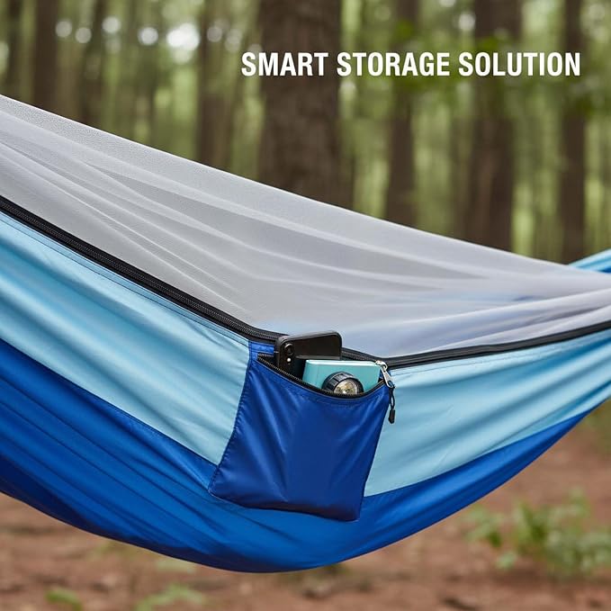 YSUEFIJO Camping Hammock with Mosquito Net, Outdoor Hammock for Travel Or Garden, Foldable Hanging Hammock Comfortable for Resting, Easy to Carry, Weight Capacity 250kg