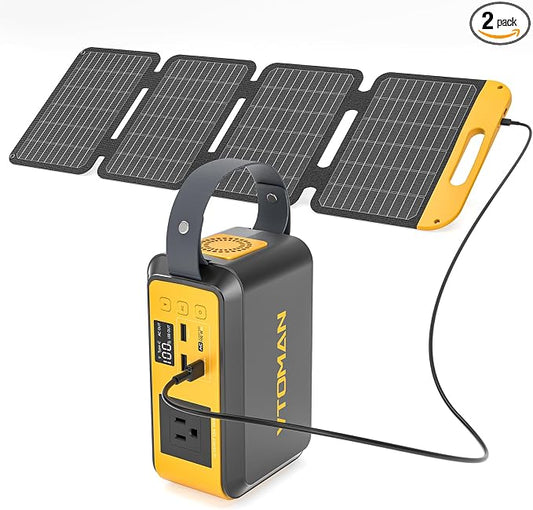 VTOMAN Jump 100 Solar Generator with 40W Solar Panel, LiFePO4 BatteryPortable Power Station & Foldable Solar Panel for Outdoor Camping, Hiking, Cycling, Backpacking, Car Travel
