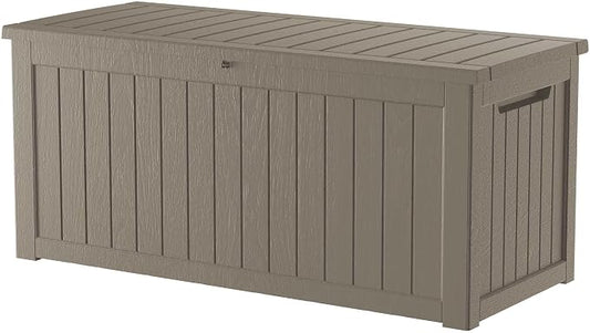 Outdoor Storage Deck Box, Large Patio Container for Garden Tools, Cushions and Yard Accessorie.Lockable Waterproof Resin Weatherproof Storage Container (Light Brown, 280 Gallon)