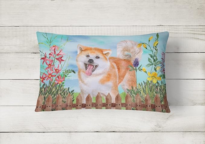 Caroline's Treasures CK1265PW1216 Akita Spring Canvas Fabric Decorative Pillow Machine Washable, Indoor Outdoor Decorative Pillow for Couch, Bed or Patio, 12HX16W