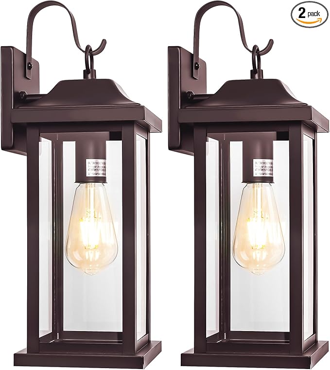 2-Pack Large Bronze Outdoor Light Fixtures for House | Exterior Lighting Vintage Brown, Outside Wall Sconce Lanterns IP65 Waterproof, Porch Lights Rustic, ETL List