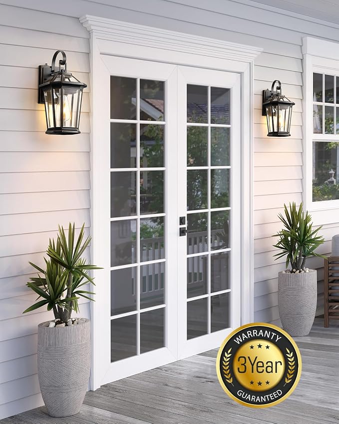 VIANIS Dusk to Dawn Exterior Light Fixture, Waterproof Outdoor Wall Sconce Porch Light for House, 100% Anti-Rust Aluminum Outside House Lights, Farmhouse Coach Lantern for Garage, Front Door 2Pcs