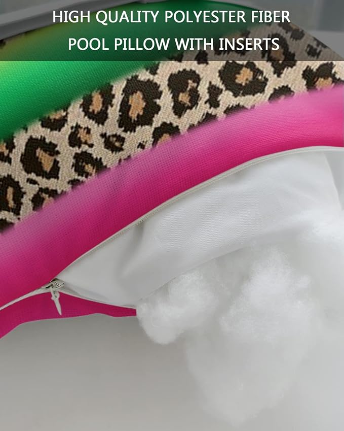 Outdoor Pillows Covers with Inserts Mexico Leopard Print Colorful Waterproof Recliner Pillow with Adjustable Strap Throw Pillows for Patio Furniture Pool Lounge Chair, 11x16 inch, 2PCS