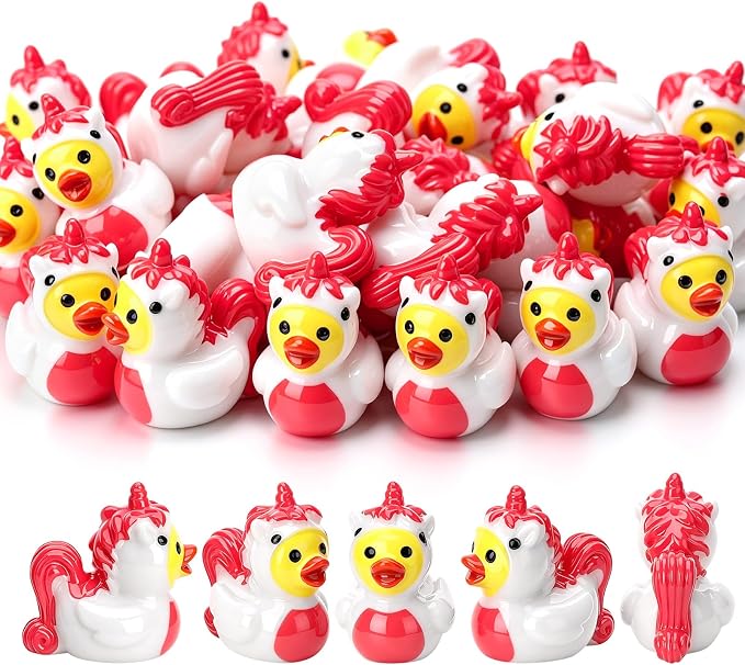 30 Pcs Unicorn Ducks, Mini Unicorn Resin Ducks Bulk, Fun Printed Toy Figures for Birthday Party Favors, Themed Decor, Kids Gift Collection (Unicorn)