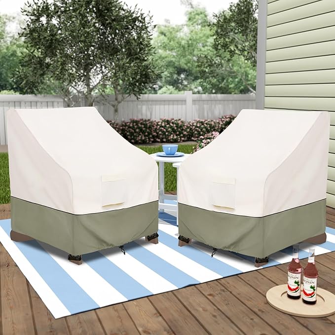 Bitubi Waterproof 4 Pack Patio Adirondack Chair Cover for Outdoor Chair Size Up to 32W x 35D x 36H inch,Outdoor Lawn Patio Furniture Covers (Beige)