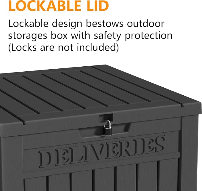 Large Package Delivery Boxes for Outside Waterproof Parcel Drop Storage Box UV Resistant Resin Lockable Secure for Outdoor Porch Patio (Beige)
