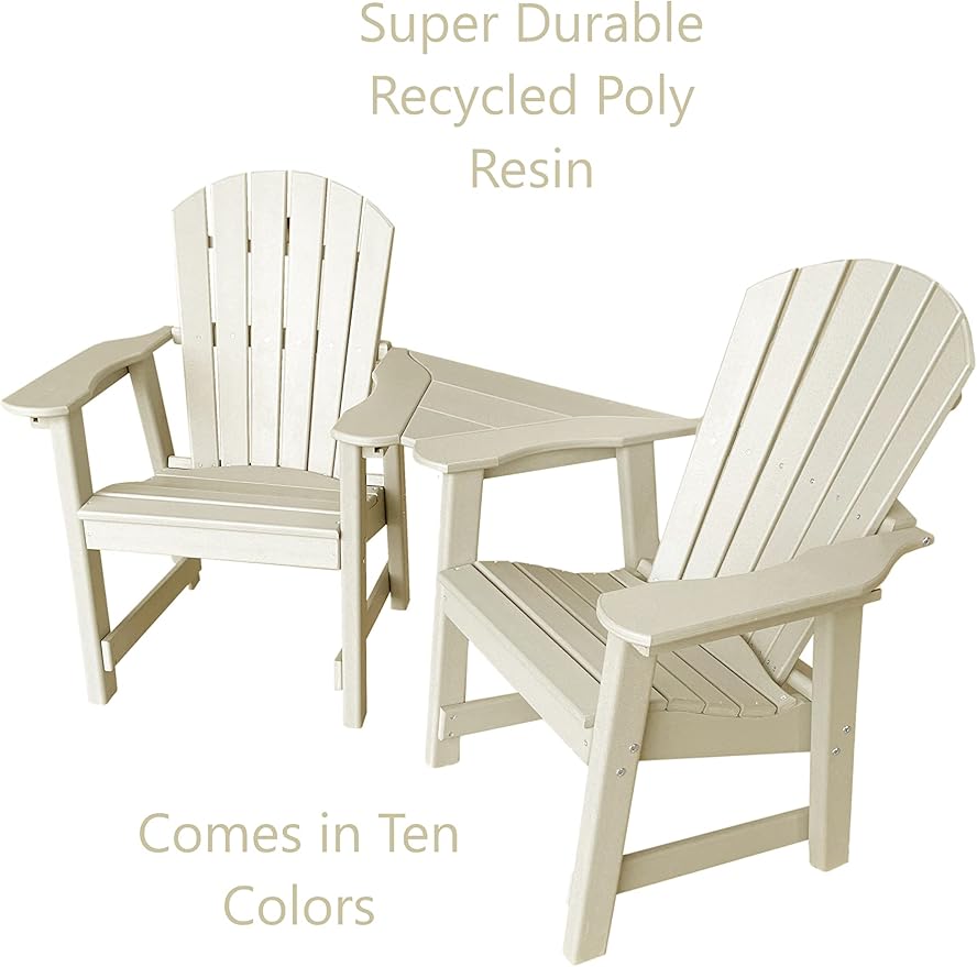 Phat Tommy 2 Chair Dining Table Set - Poly Outdoor Furniture - Small Patio Dining Set for Apartment Balcony Furniture, Recycled Poly Lumber Chairs and Table, White