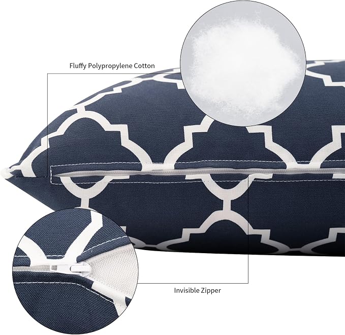 2 Pack Outdoor Throw Pillows 26" Patio Sofa Pillow,Blue Diamond | Water-Resistant Outdoor Cushions,Decorative Pillows with Insert for Patio Garden Porch,Blue Diamond