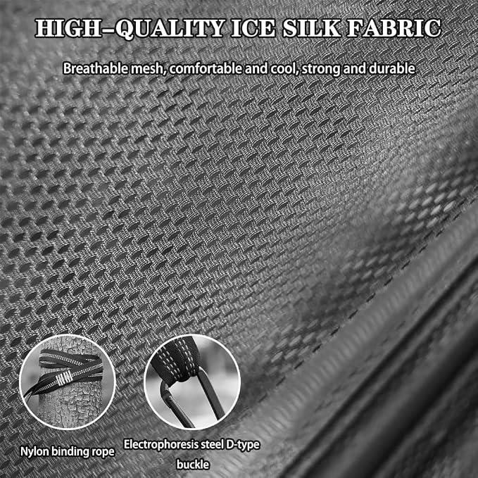 Summer Breathable Ice Silk Hammock, Outdoor Portable Double Hanging Bed, Park Leisure Swing with Straps, Load Bearing 300kg/661.4lbs(Grey)