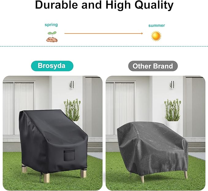 Patio Chair Covers for Outdoor Furniture Waterproof 2 Pack, Lawn Chair Covers 600D Heavy Duty Oxford Cloth, Large Covers for Lounge Lawn Deep Seat Black 31"W×33"D×36"H