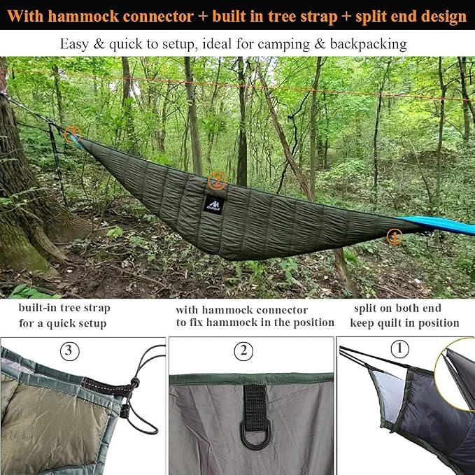AYAMAYA Green+ Orange Single Hammock Hammock Underquilt