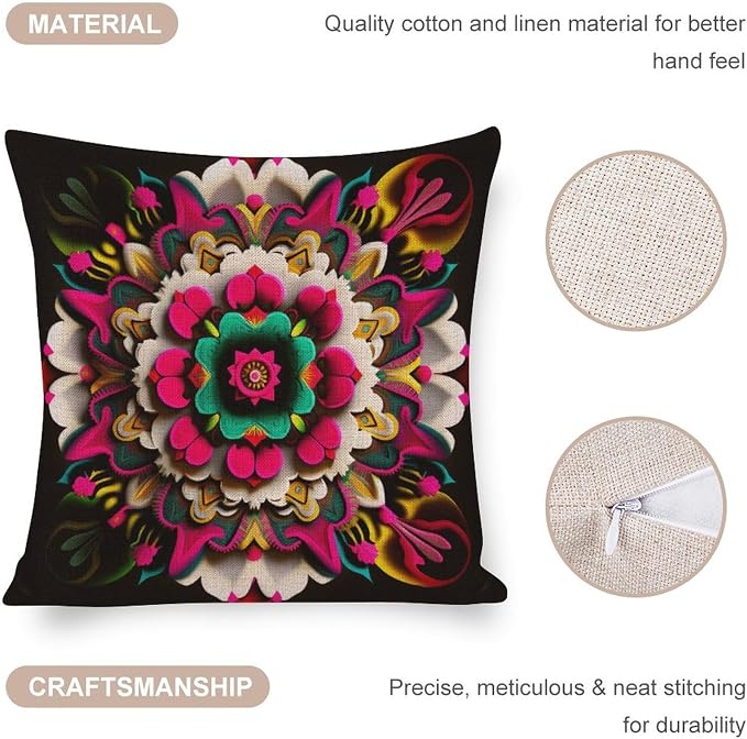 Modern Sofa Throw Pillow Cover Decorative Outdoor Linen Fabric Pillow Case Modern Blossom Pillows Mexican Flowers Pillow Covers Standard Size Home Decoration for Sofa Couch Living Bed Room 18"x18"