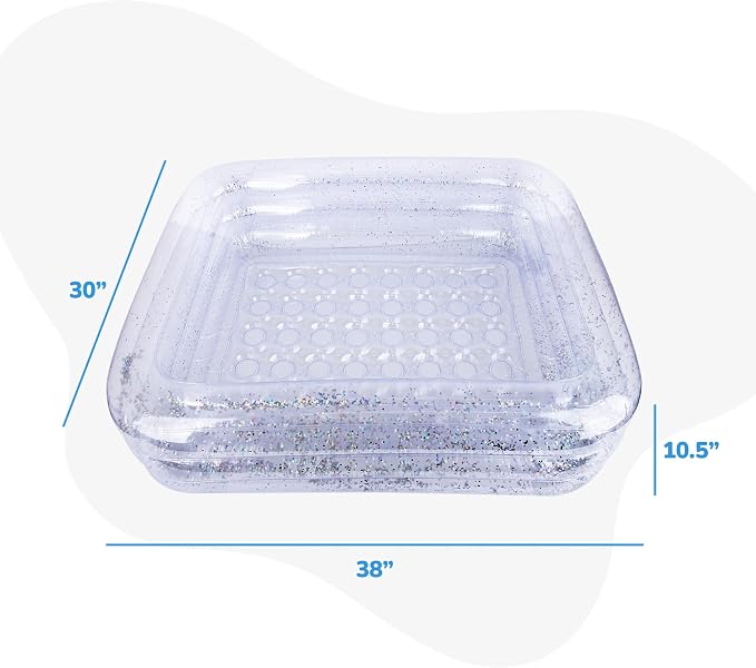 ArtCreativity Sparkly Inflatable Kiddie Pool, Transparent with Silver Glitter and Cushioned Bottom, Outdoor for Backyard, Toys for Kids, 3 Levels