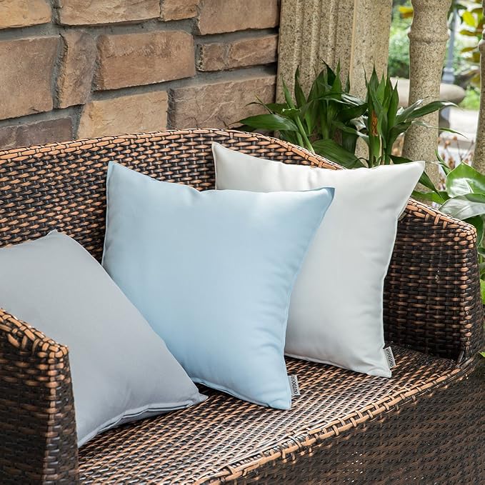 MIULEE Decorative Outdoor Waterproof Pillow Covers 18x18 White | Decorative Patio Furniture,Pack of 2,Accent Square Soild Throw Pillow Covers,Summer Garden Tent Couch Sofa