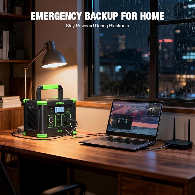 EBL Portable Power Station 288.6Wh 330W Solar Generator Pure Sine Wave AC Output (600W Peak) with 5W Wireless Charger, SOS LED Light & Multi-Port Design for Camping Home Emergency RV CPAP