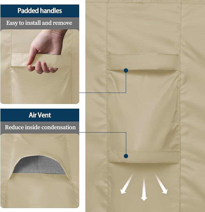Easy-Going Rectangle Patio Furniture Cover Waterproof Outdoor Dining Table and Chair Cover Anti-UV Outside Sectional Sofa Set Covers (74"L x 47"W x 28"H, Camel)