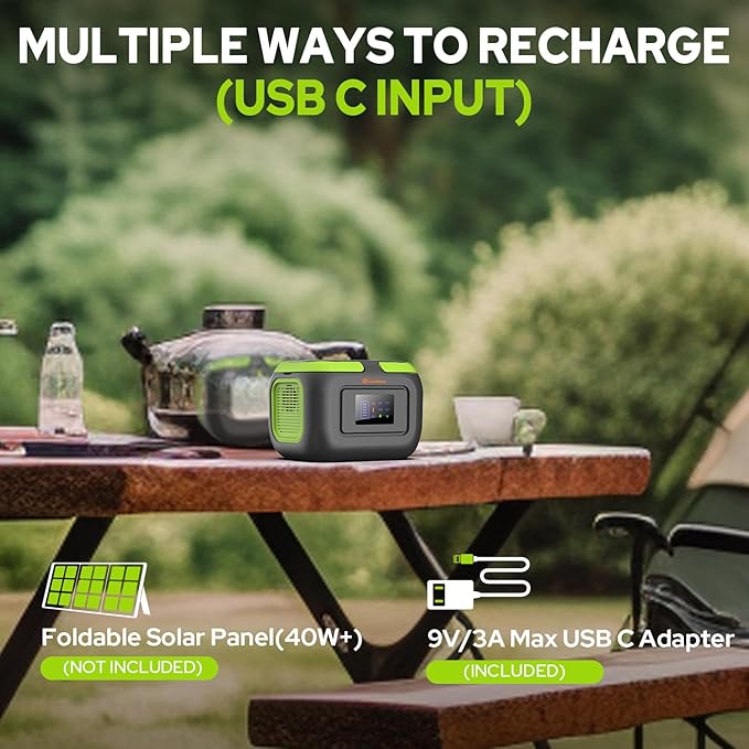 300W Portable Battery Power Station with Solar Panel 40W, 110V AC Outlet 120W Solar Power Pack Generator with USB C DC for Tent Camping Laptop Smart Devices RV Home Use VanLife Outdoor Power Outage