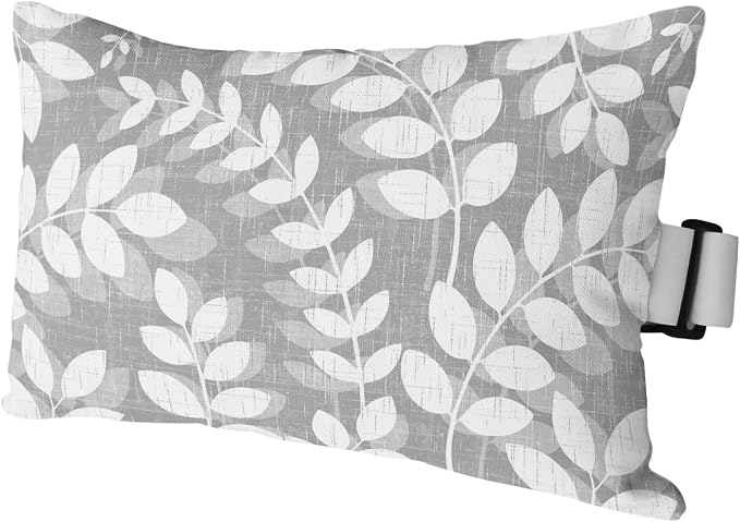 Outdoor Lumbar Pillow Set of 1, Gray Leaves Waterproof Beach Headrest Pillow with Inserts, Farmhouse Botanical Leaf Branch Vintage Modern Recliner Throw Pillows for Patio Furniture, 12 x 20