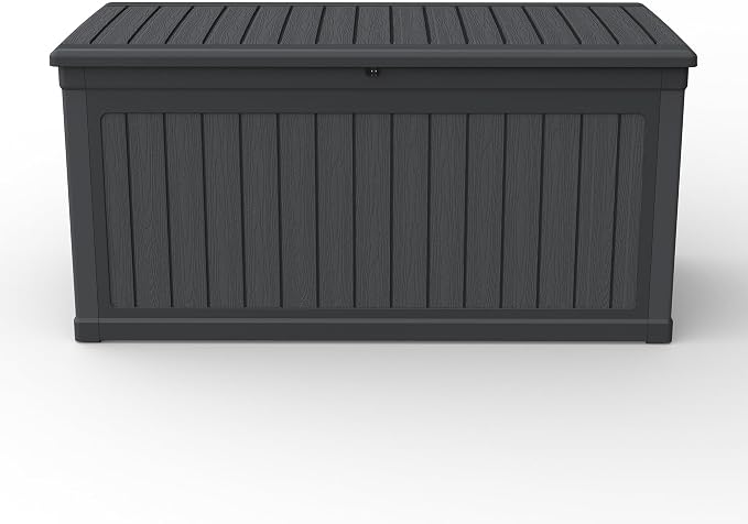 260 Gallon Large Outdoor Storage XXL Deck Box for Patio Furniture, Outdoor Cushions, Garden Tools and Sports/Pools Equipment, Waterproof Resin, Lockable, Black (260, Gallons)