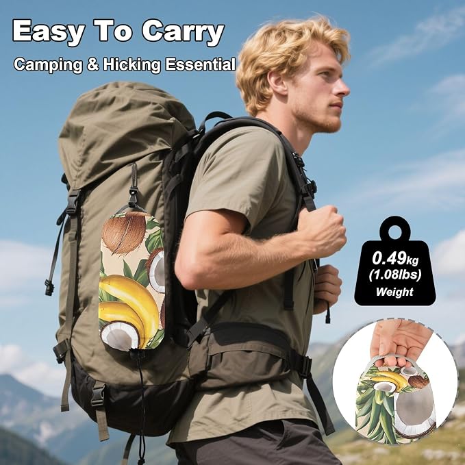 Camping Hammock Outdoor Hammocks for Outside Banana Pineapple Coconut Beach Trees Portable Lightweight with Pockets Tree Straps Indoor Small