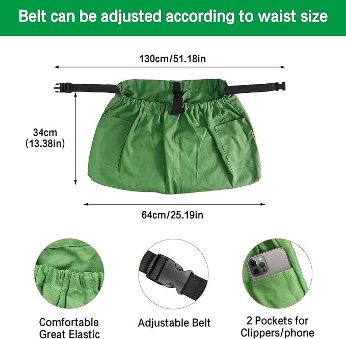Boczif Gardening Apron with Pockets, Garden Harvest Apron, Perfect for Weeding, Vegetables, Fruits, Berry Picking, Gathering Eggs Herb, Garden Tool Organizer Waist Belt for Gardeners Women Men