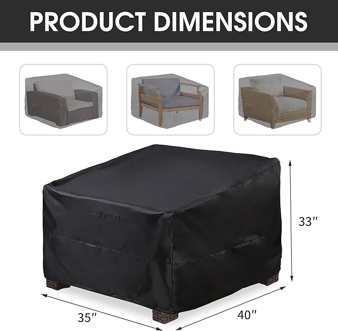 ALSTER Patio Chair Covers 4 Pack, Outdoor Chair Covers(35" L x 40" W x 33" H), Durable and Waterproof Black Covers for Lounge Deep Seat, Rain Snow Dust Wind-Proof