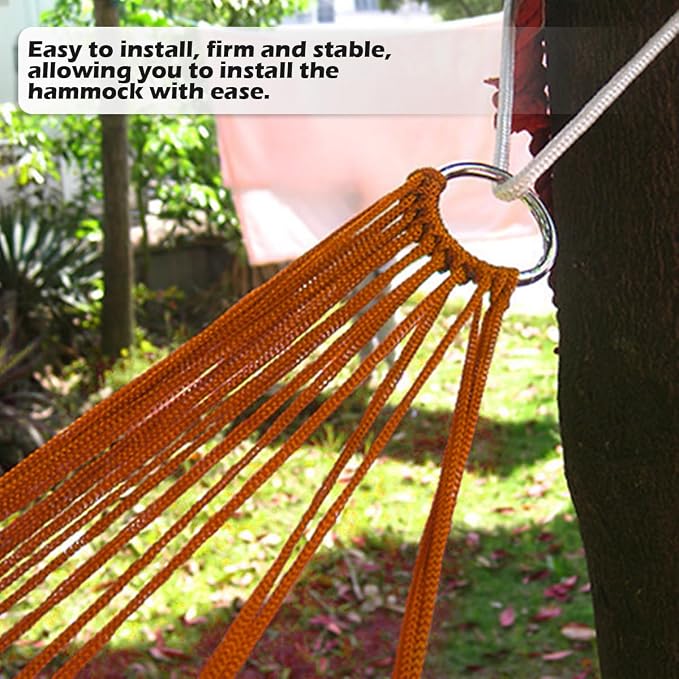 Swing Hanging Rope Hammock, Nylon Hanging Hammock, Sleeping Net Bed for Outdoor Camping (Orange)