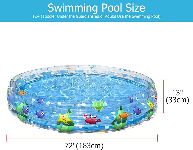 Portable Pool, 72" x 13" Swimming Pool, Swimming Pools for Outdoor and Backyard (Blue)