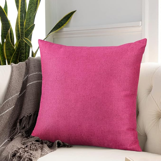 OTOSTAR Outdoor Throw Pillow Covers 20x20 Inches Patio Decorative Waterproof Pillow Covers Farmhouse Pillowcases Sofa Cushion Case Pillows for Couch Tent Sofa Balcony Decor Pack of 4 (Hot Pink)