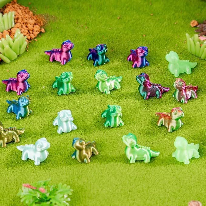 100pcs Mini 3D Printed Animals Tiny Animals Plastics Figures Miniature Little Small Lizard Figurines Bulk for Micro Fairy Garden Landscape Accessories Hide Crafts Decor Aquarium