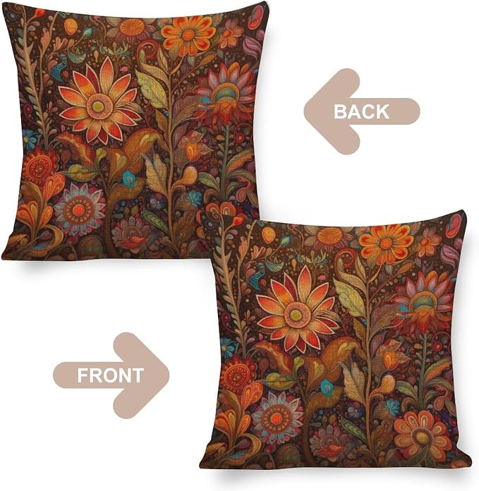 Pillowcover Oil Painting Colorful Garden Flowers Cushion Pillow Cover 18"x18" Fabulous Flowers Spring Pillowcase Farm Decorations Pillow Case for Farmhouse Decor Room Bedroom Sofa Chair Car