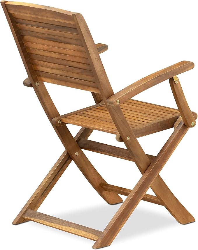East West Furniture AEHD7CANA 7 Piece Outdoor Patio Dining Sets Consist of a Rectangle Acacia Wood Table and 6 Folding Arm Chairs, 36x60 Inch, Natural Oil