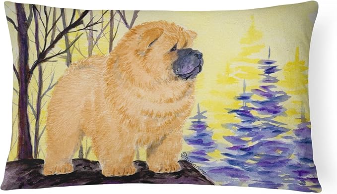 Caroline's Treasures SS8603PW1216 Chow Chow Canvas Fabric Decorative Pillow Machine Washable, Indoor Outdoor Decorative Pillow for Couch, Bed or Patio, 12HX16W