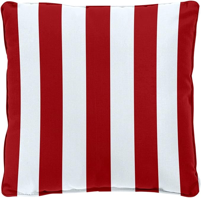 BrylaneHome Bh Outdoor Performance 20" Square Throw Pillow - Classic Red Cabana