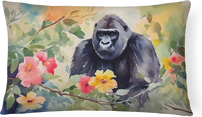 Caroline's Treasures DAC2919PW1216 Gorilla Throw Pillow Machine Washable, Indoor Outdoor Decorative Pillow for Couch, Bed or Patio, 12HX16W
