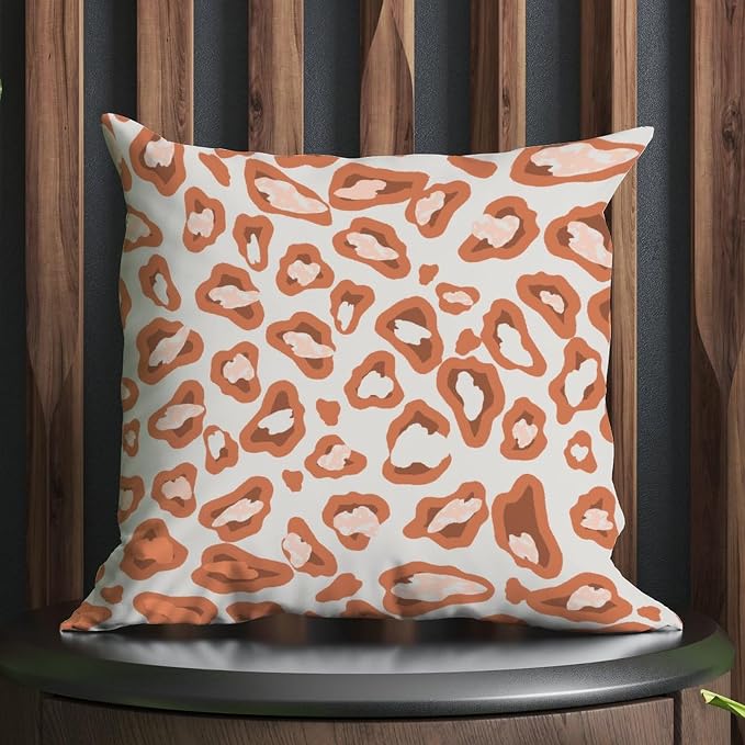 Chinoiserie Cheetah Print Cushion Cases Red Brown and Light Gray Throw Pillow Cover Modern Modern Decorative Pillow Covers for Patio Couch Sofa Office 24x24 in