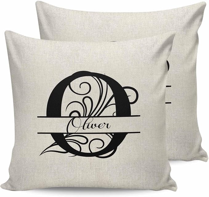 Personalized Gifts for Women/Men, Custom Pillow Case with Name Outdoor Waterproof Pillowcase, Letter O Customized Pillow Cases for Patio, Monogram Words Customs Pillow Cover 18" x 18", 2 Pcs